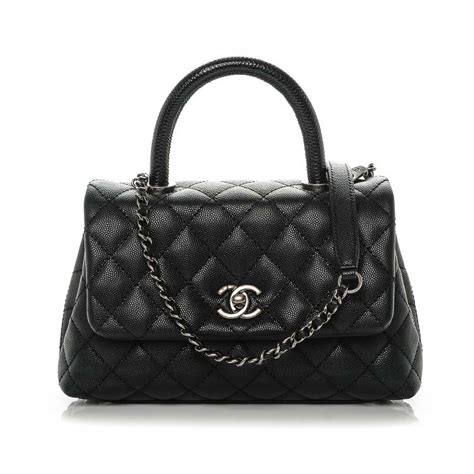 chanel caviar flap bag with top handle